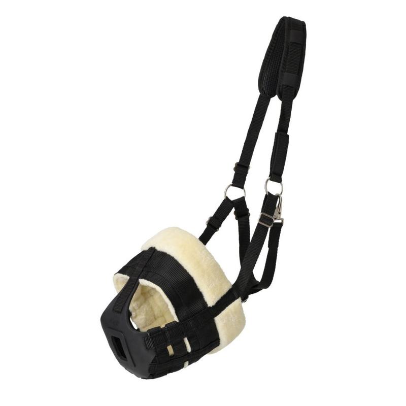 Kaganiec bezpieczny QHP parciany z gumą i futerkiem czarny