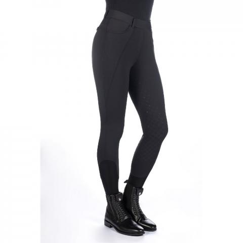 Legginsy damskie zimowe HKM Rosewood z lejem silikonowym czarne
