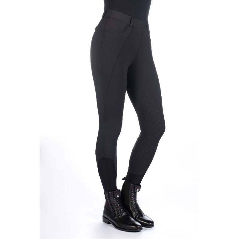 Legginsy damskie zimowe HKM Rosewood z lejem silikonowym czarne