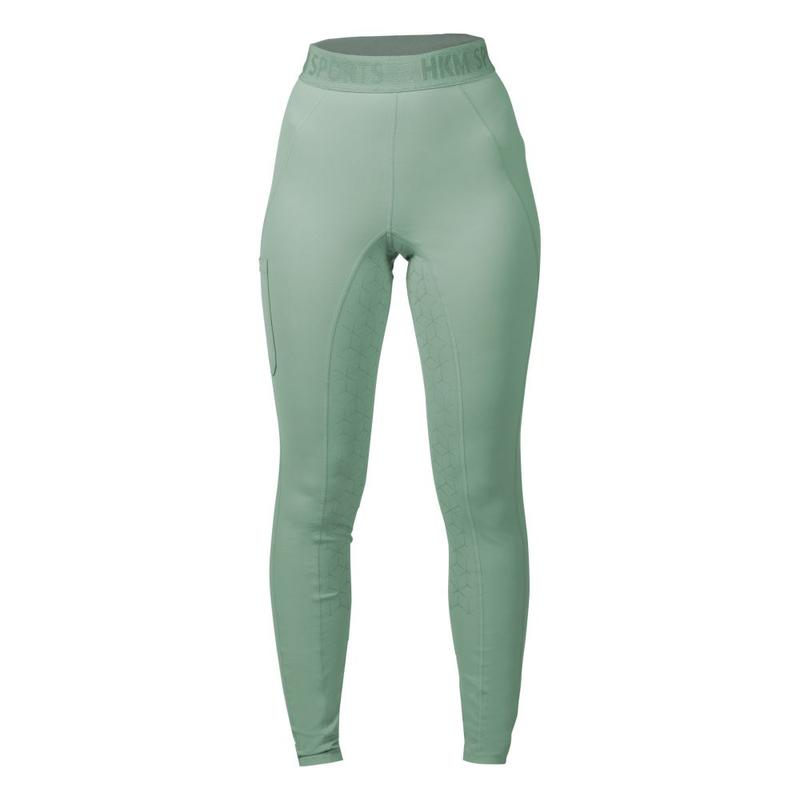 Legginsy damskie HKM Tabea z lejem silikonowym jasnozielone