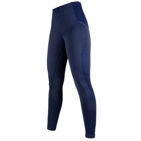 Legginsy damskie HKM Mesh Style z silikonem granatowe