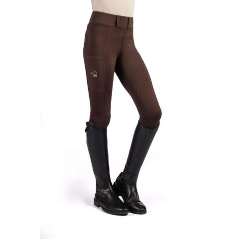 Legginsy młodzieżowe HKM Lana II Style z silikonem ciemnobrązowe