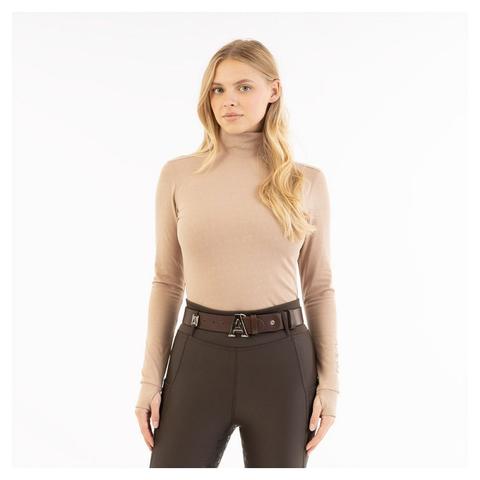 Golf damski techniczny Anky Mockneck beżowy