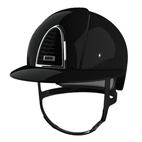 Kask Kep Cromo 2.0 - szeroki daszek - srebrna ramka z czarną kratką z czarnym tłem - czarny połysk