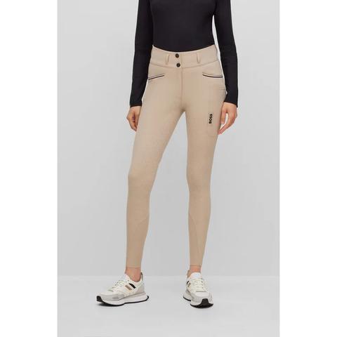 Bryczesy damskie Boss Equestrian Hailey pełen lej silikonowy Beige, beżowe