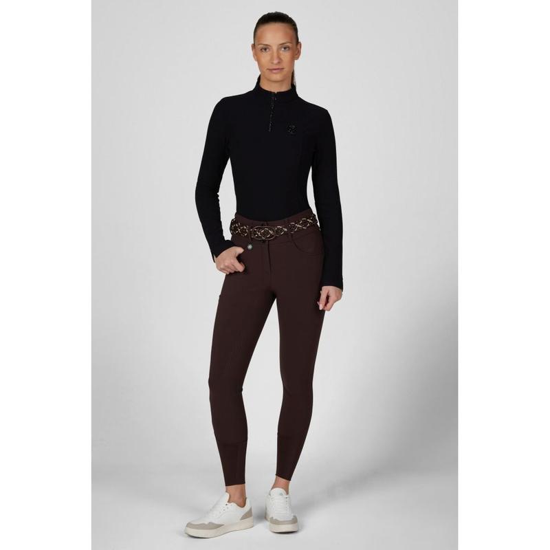 Bryczesy damskie Pikeur Cantira z lejem silikonowym Chocolate Brown, brązowe 2026/2027