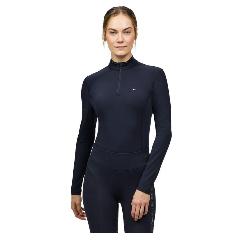 Bluzka damska techniczna Tommy Hilfiger Equestrian Beth 1/4 zip Desert Sky, granatowa 2025