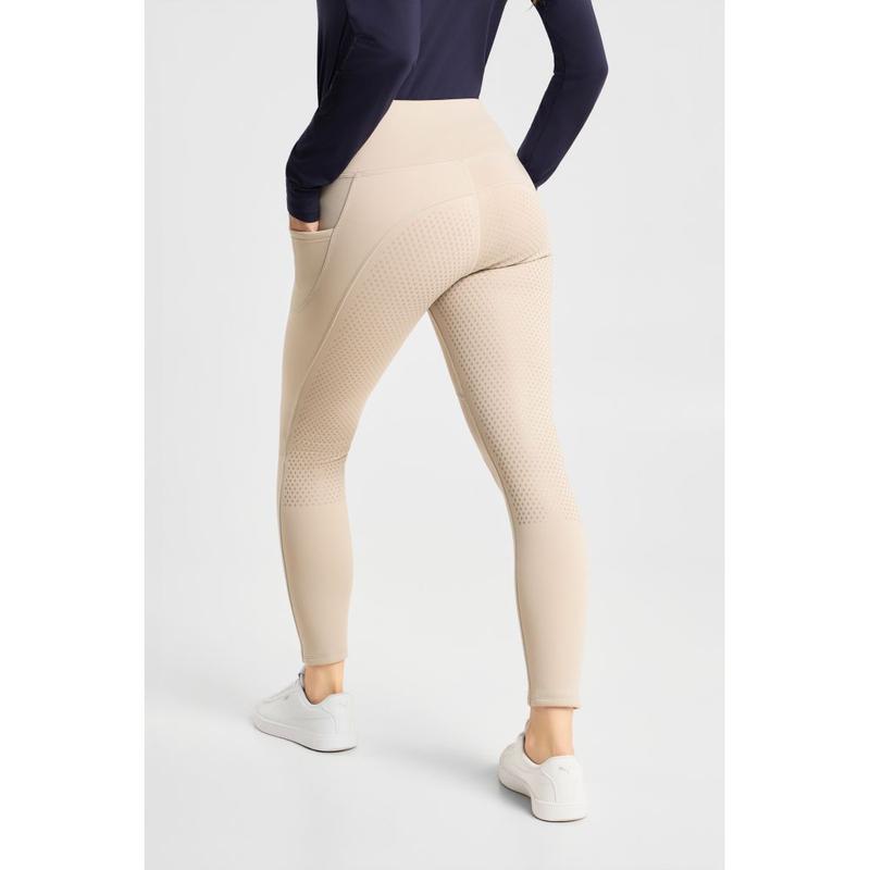 Legginsy damskie zimowe Horze Greta z lejem silikonowym beżowe