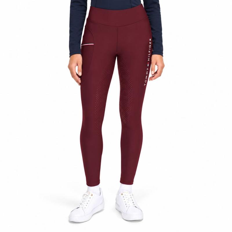 Legginsy damskie zimowe Tommy Hilfiger Equestrian Elmira Burgundy, bordowe 2026