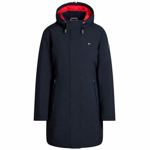 Płaszcz damski z kapturem Tommy Hilfiger Equestrian Loma Desert Sky, granatowy 2026
