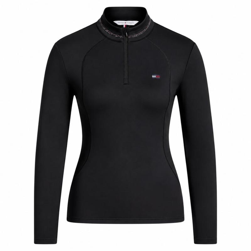 Bluzka techniczna damska Tommy Hilfiger Equestrian Cady, Black, czarna 2026