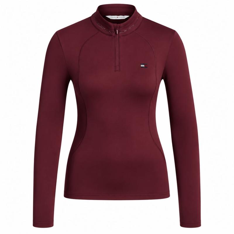 Bluzka techniczna damska Tommy Hilfiger Equestrian Cady, Burgundy, bordowa 2026