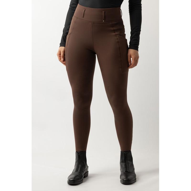 Legginsy damskie zimowe BR z silikonowym lejem Linda brązowe
