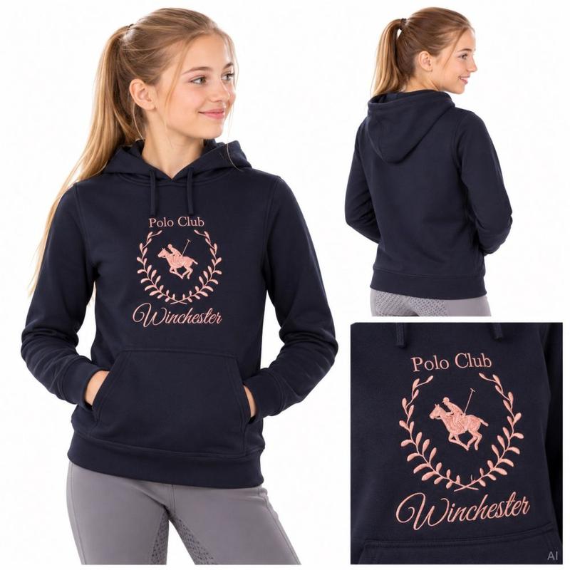 Bluza młodzieżowa z kapturem HKM Classic Polo granatowa