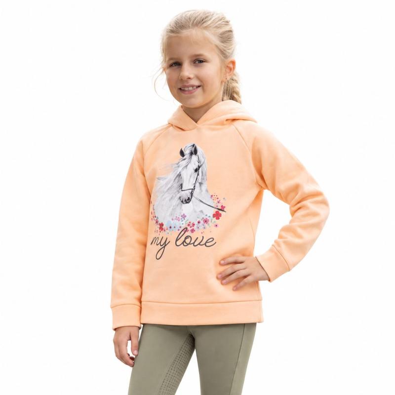 Bluza młodzieżowa HKM Horse Spirit z konikiem brzoskwiniowa