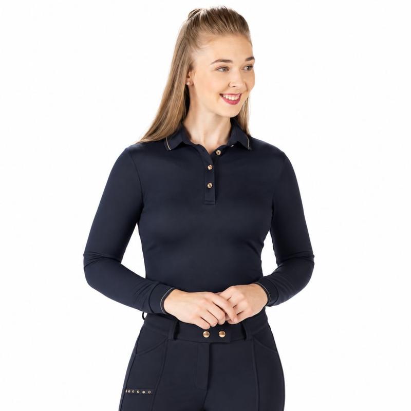 Bluzka damska Polo HKM Rosegold Glamour granatowa