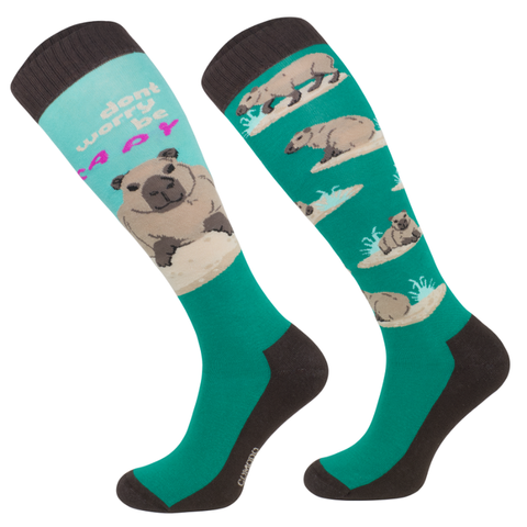 Skarpety Comodo bawełna wzór turkusowe kapibary