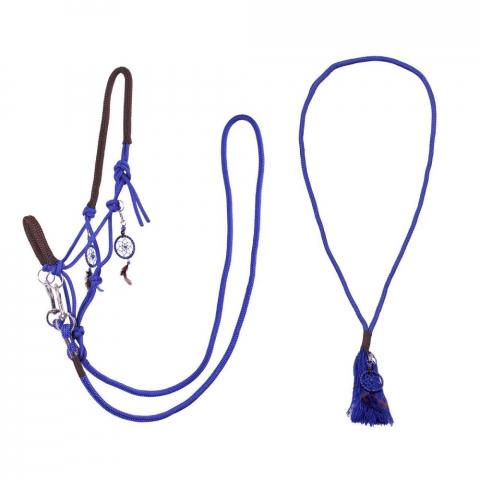 Kantar sznurkowy z wodzami i liną balansową cordeo QHP blue, kobaltowy
