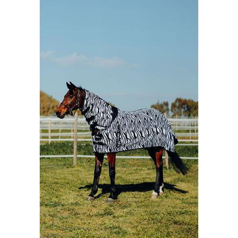 Derka siatkowa Horze Defender z kapturem Zebra