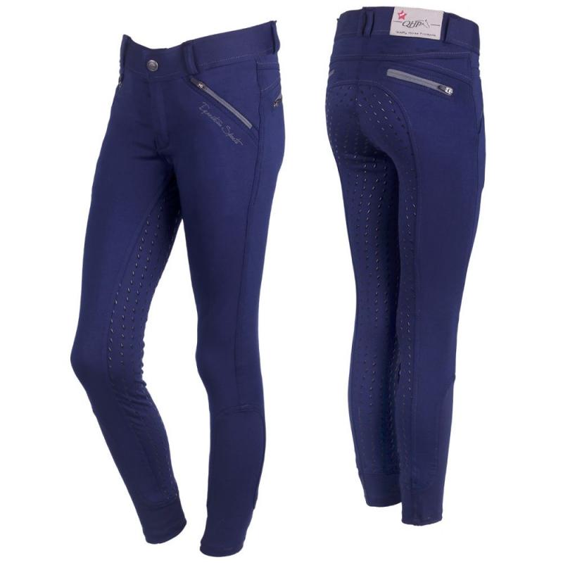 Bryczesy młodzieżowe QHP Jaya Blue, niebieskie