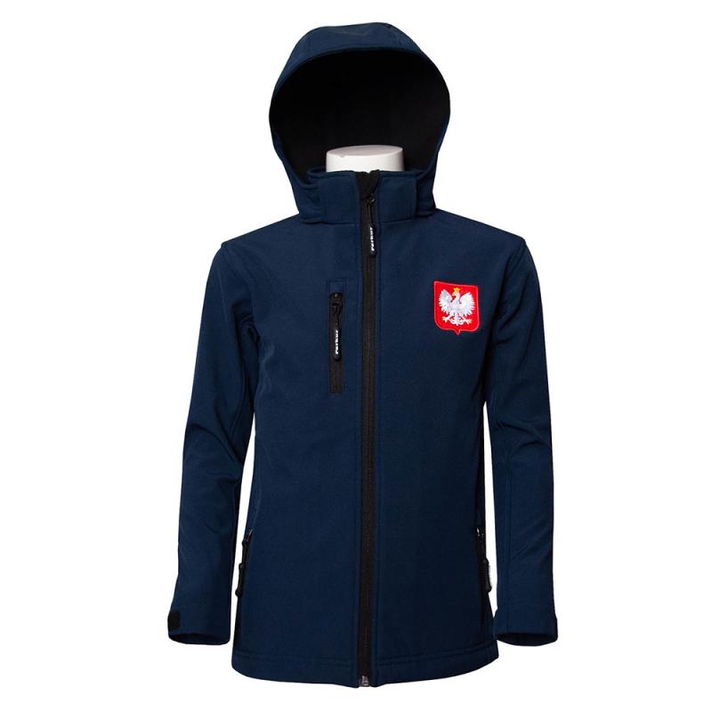 Kurtka kadrowa dziecięca jesień/zima Polish Equestrian Team Softshell granatowa