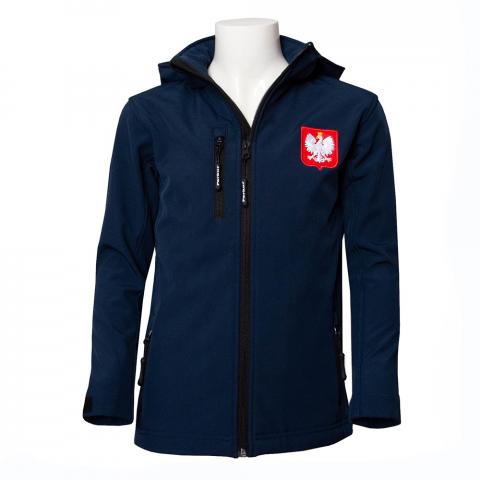 Kurtka kadrowa dziecięca jesień/zima Polish Equestrian Team Softshell granatowa