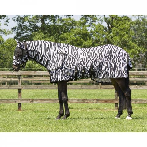 Derka siatkowa QHP Anti-Fly Zebra z kapturem i maską black-white, czarno-biała