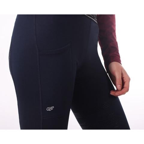 Legginsy damskie QHP Eden z silikonem black, czarne