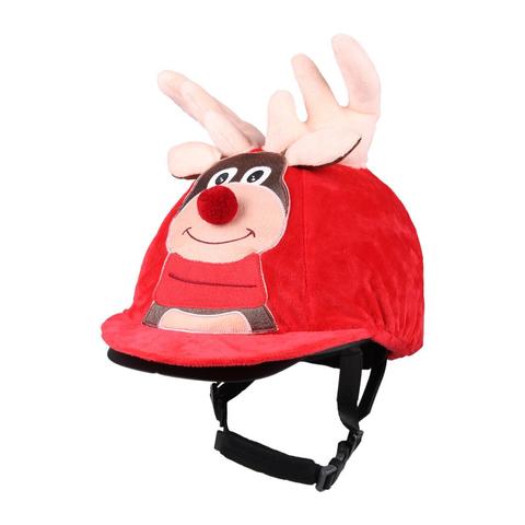 Czapka na kask QHP Bożonarodzeniowa Rudolph czerwona