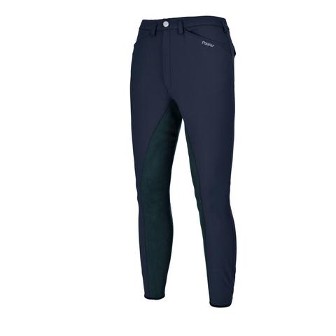 Bryczesy męskie Pikeur Rossinii McCrown Lej skórzany Dark Navy, granatowy