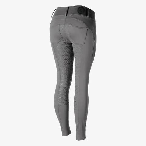 Legginsy młodzieżowe zimowe z silikonowym lejem Horze Rhea szare