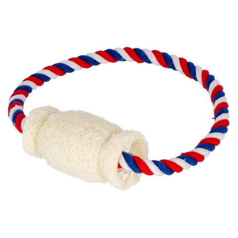 Zabawka dla psa sznur z gryzakiem z trukwy czyszczącym zęby