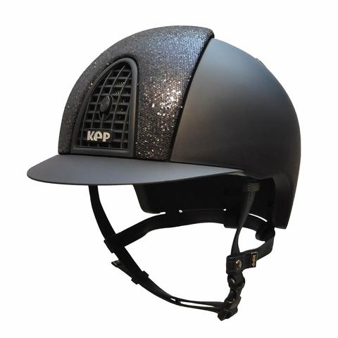 Kask Kep - wąski daszek - glitter z przodu i z tyłu - granatowa ramka - granatowy