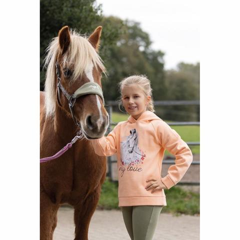 Bluza młodzieżowa HKM Horse Spirit z konikiem brzoskwiniowa