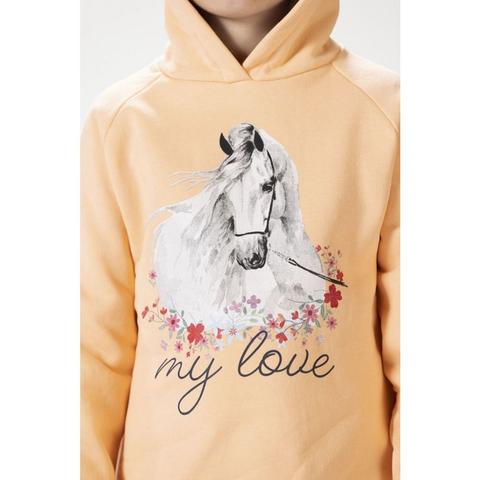 Bluza młodzieżowa HKM Horse Spirit z konikiem brzoskwiniowa
