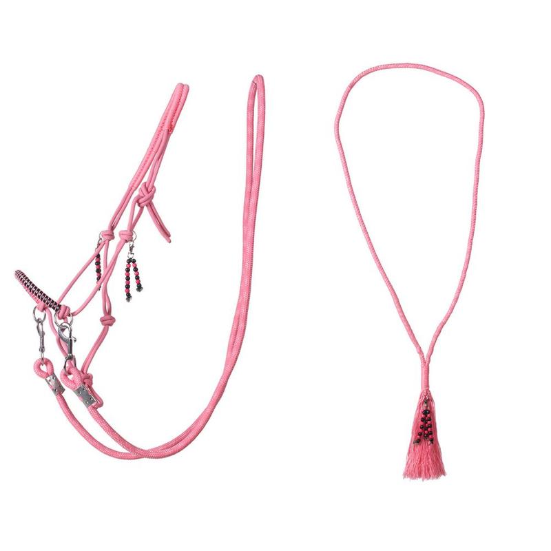 Kantar sznurkowy z wodzami i liną balansową cordeo QHP pink, różowy