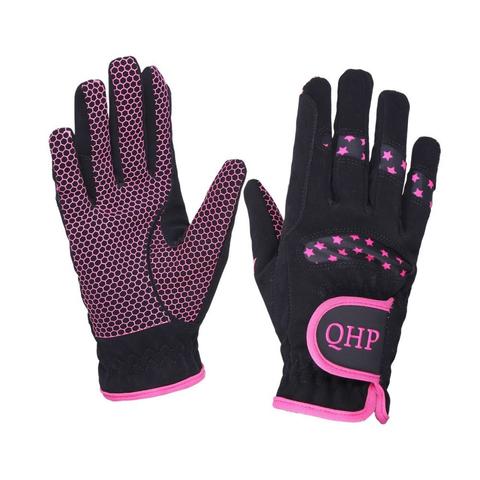 Rękawiczki Glove QHP Multi Star czarno-różowe