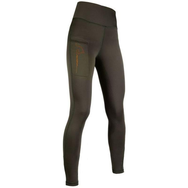 Legginsy młodzieżowe HKM Equestrian z silikonem khaki