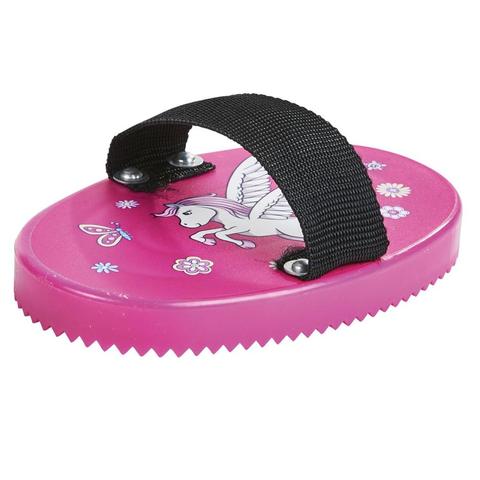 Zgrzebło plastikowe Busse z pegazem owalne różowe