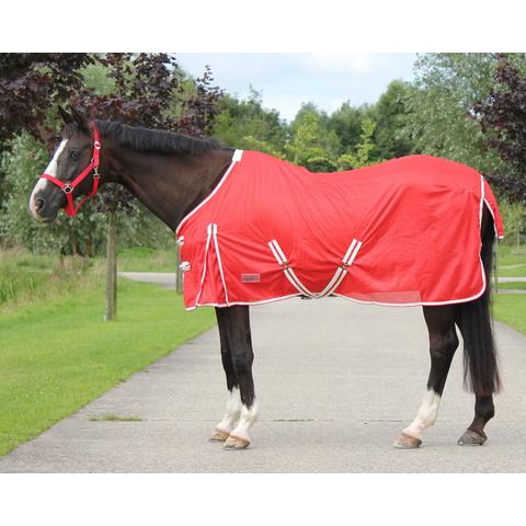 Derka siatkowa z pasami QHP Color czerwona