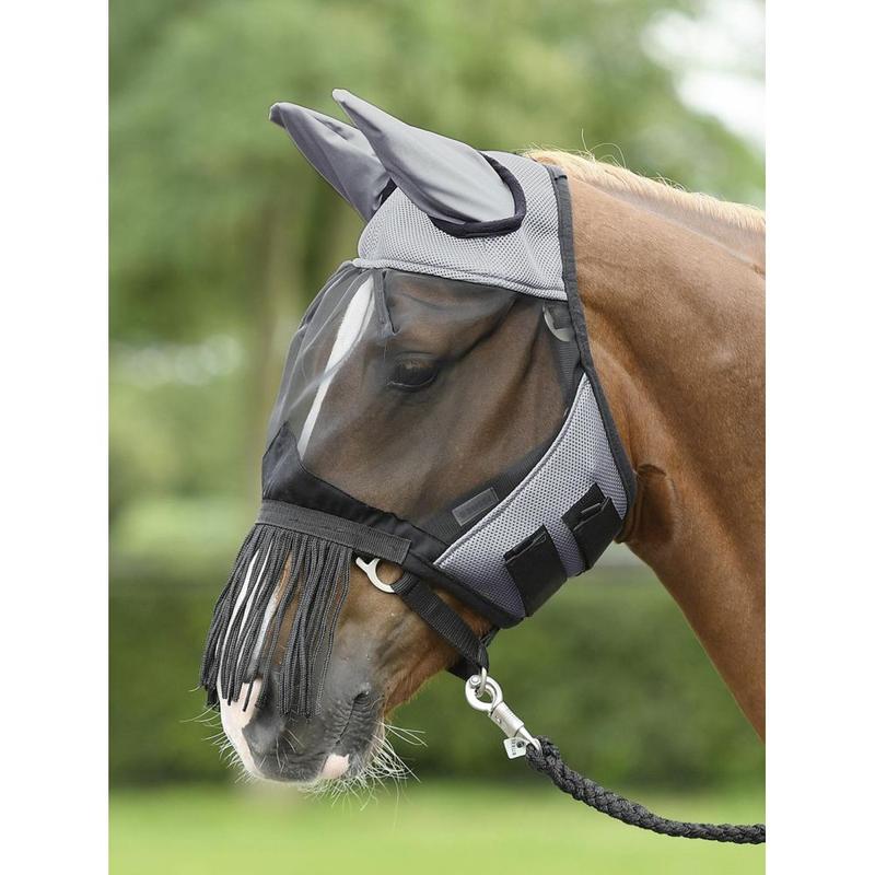 Maska siatkowa Busse Fly Cover Fransen grey/black