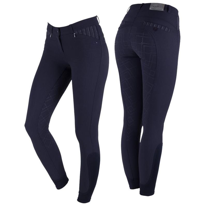 Bryczesy damskie QHP Lindy lej silikonowy granatowe