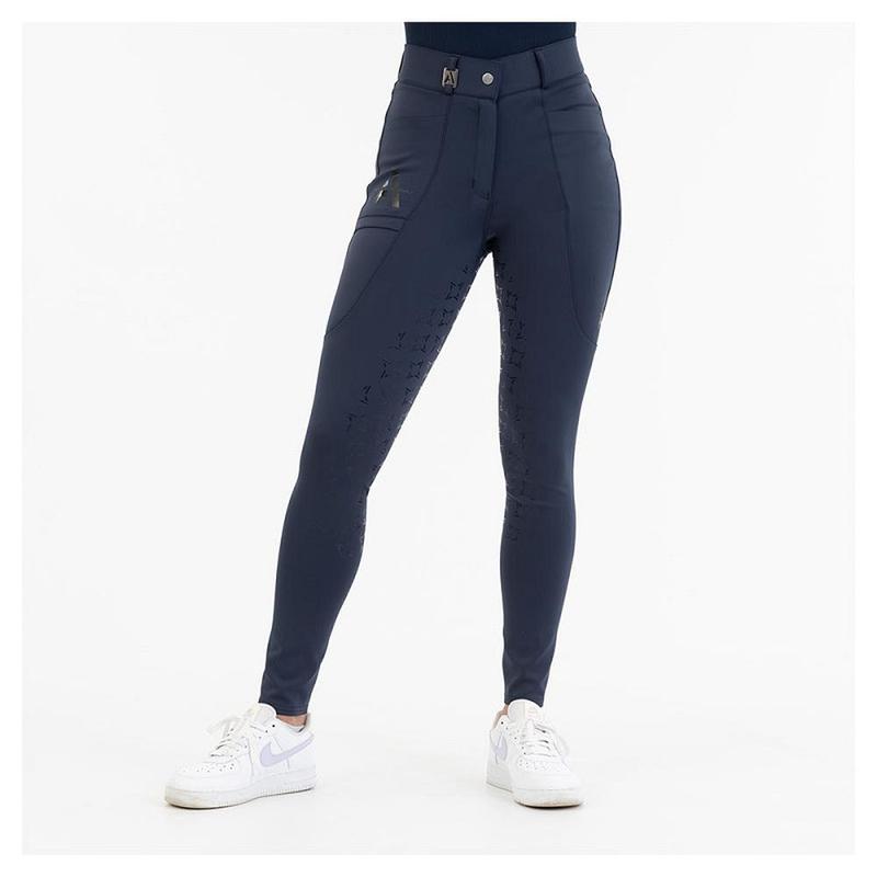 Bryczesy damskie Anky z silikonowym lejem granatowe