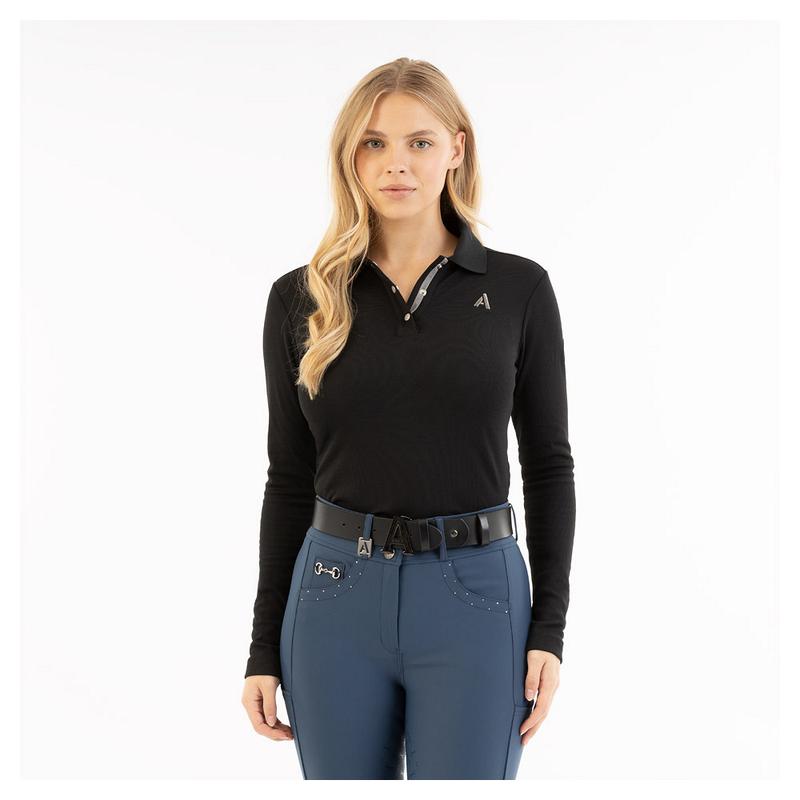 Bluzka damska polo Anky Long sleeve czarna