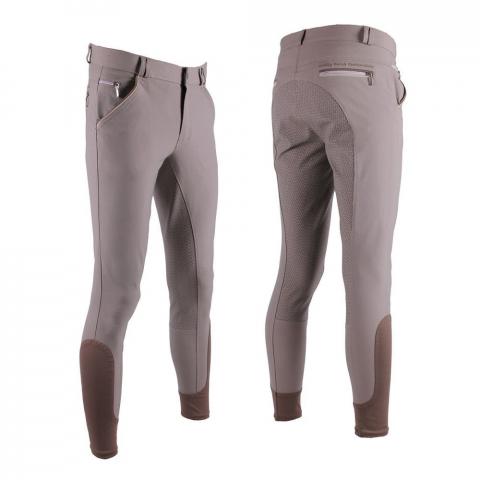 Bryczesy męskie QHP Jason anti-slip full Beige, beżowe