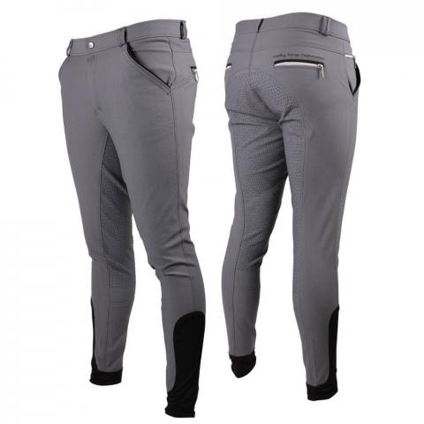 Bryczesy męskie QHP Jason anti-slip full Grey, szare