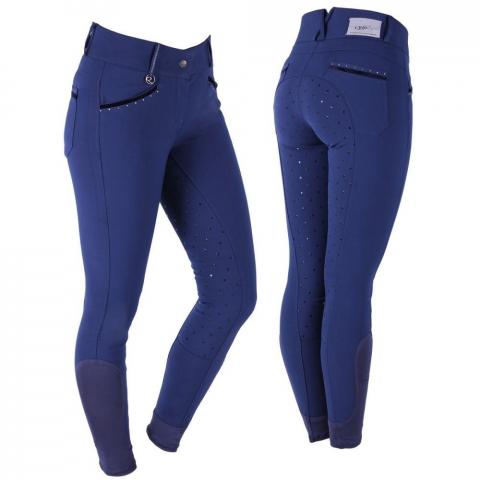Bryczesy damskie QHP Vajen anti-slip full Indigo, granatowe