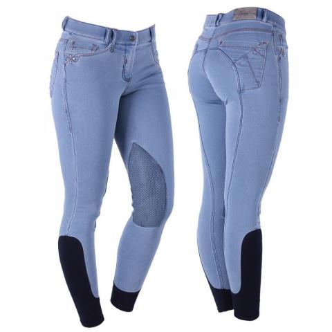 Bryczesy damskie QHP Marley knee grip Jeansowe